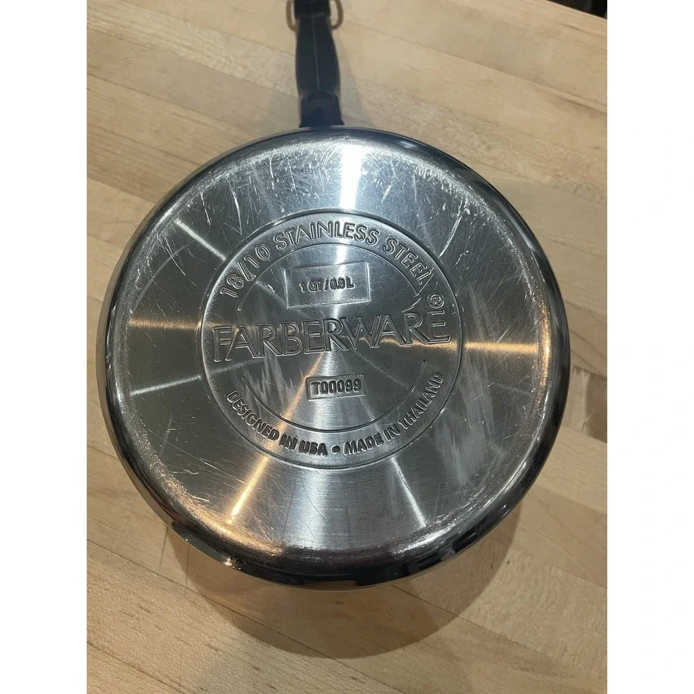 Farberware Stainless Steel 1 Qt Saucepan Pot 18/10 Impact Bonded Base With Lid